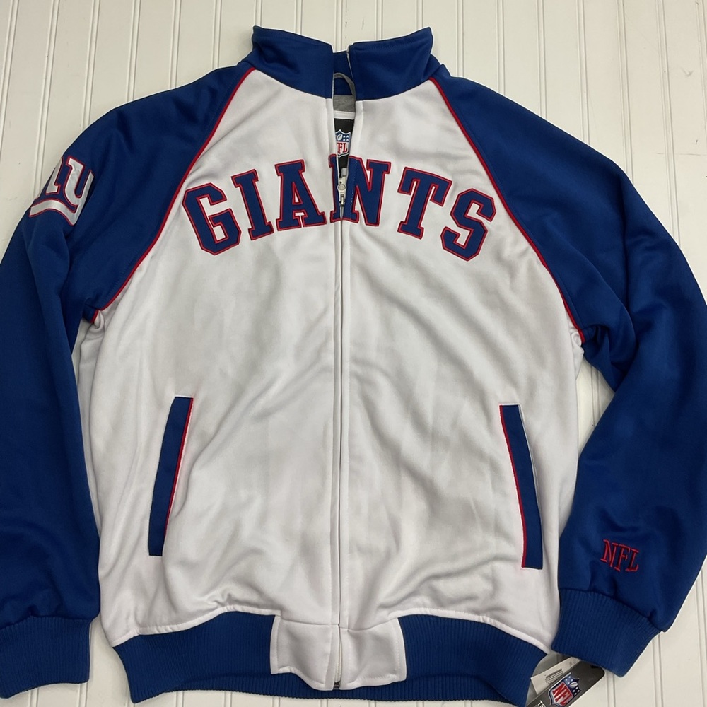 Vintage New With Tags New York Giants NFL Full Zip Track Jacket White Blue  l